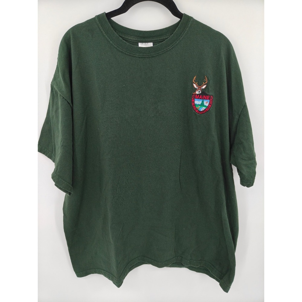 Gildan Ultra Cotton Maine Inland Fisheries Wildlife T-Shirt Mens XL Green